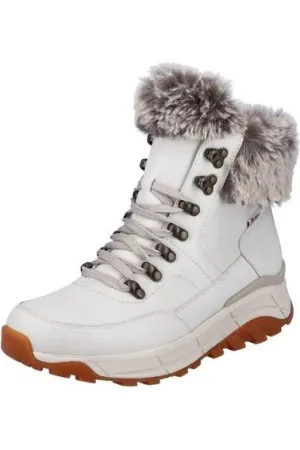 Rieker Ladies Boots W0063-80 white Brown Furry Winter Boots