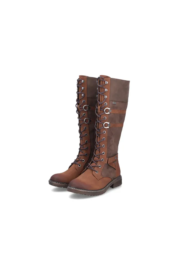 Dress With Combat Boots Rieker long boot 94732-25 in Brown