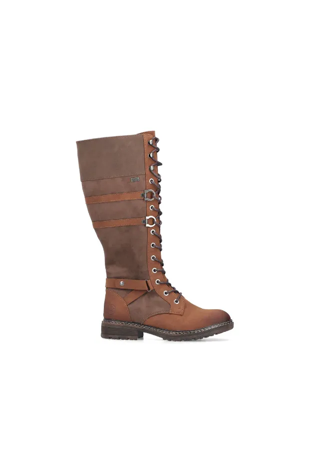 Rieker long boot 94732-25 in Brown Western Cowboy Work Boots
