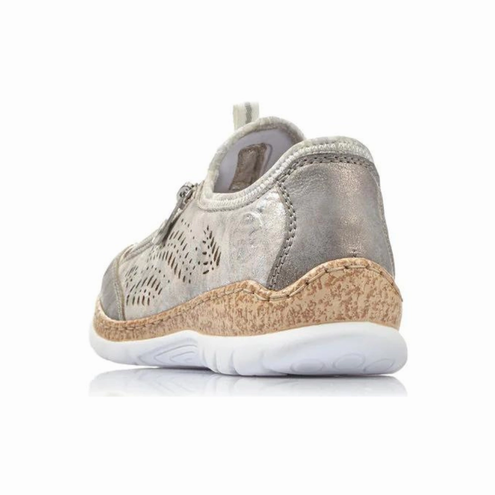 Black Slip On Shoes Rieker Nikita K6 Grey Leather Shoe (Women's)