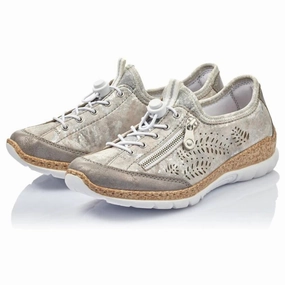 Rieker Nikita K6 Grey Leather Shoe (Women's) Cloud Slip On