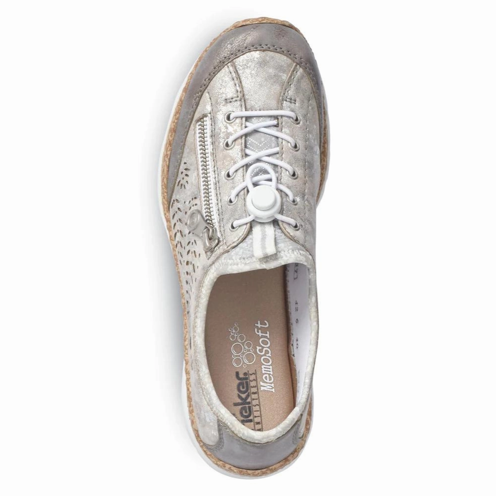 Slip On Beach Rieker Nikita K6 Grey Leather Shoe (Women's)