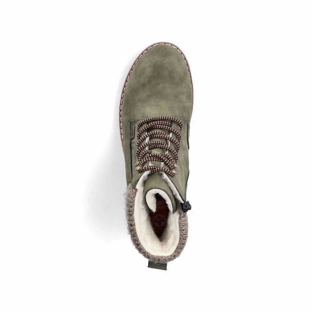 Earthies Ankle Boots Rieker Women's Sabrina 18 Fur lined Ankle Boot - Liane/Mogano/Stein