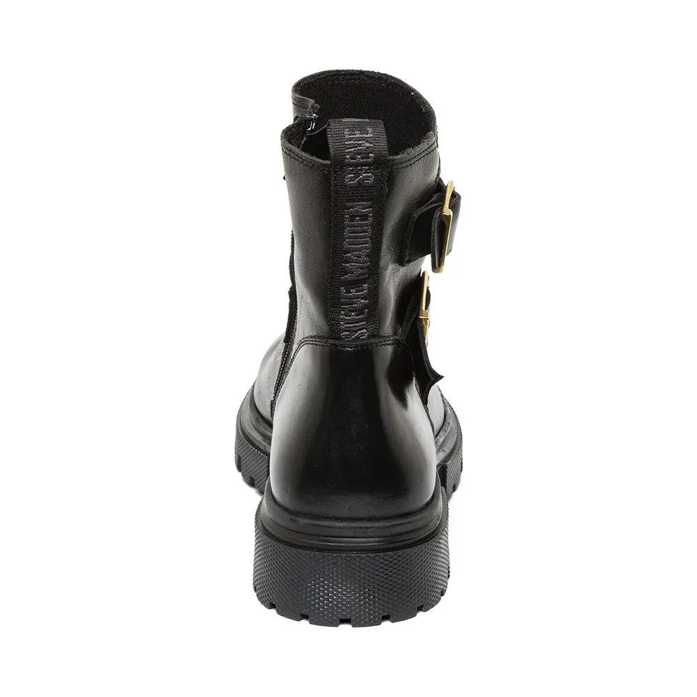 Waterproof Suede Boots Rings Bootie BLACK LEATHER