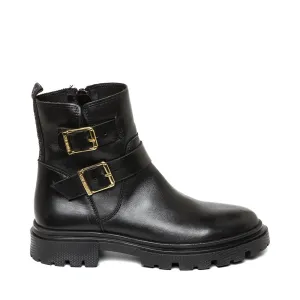 Rings Bootie BLACK LEATHER Boots With Narrow Calf