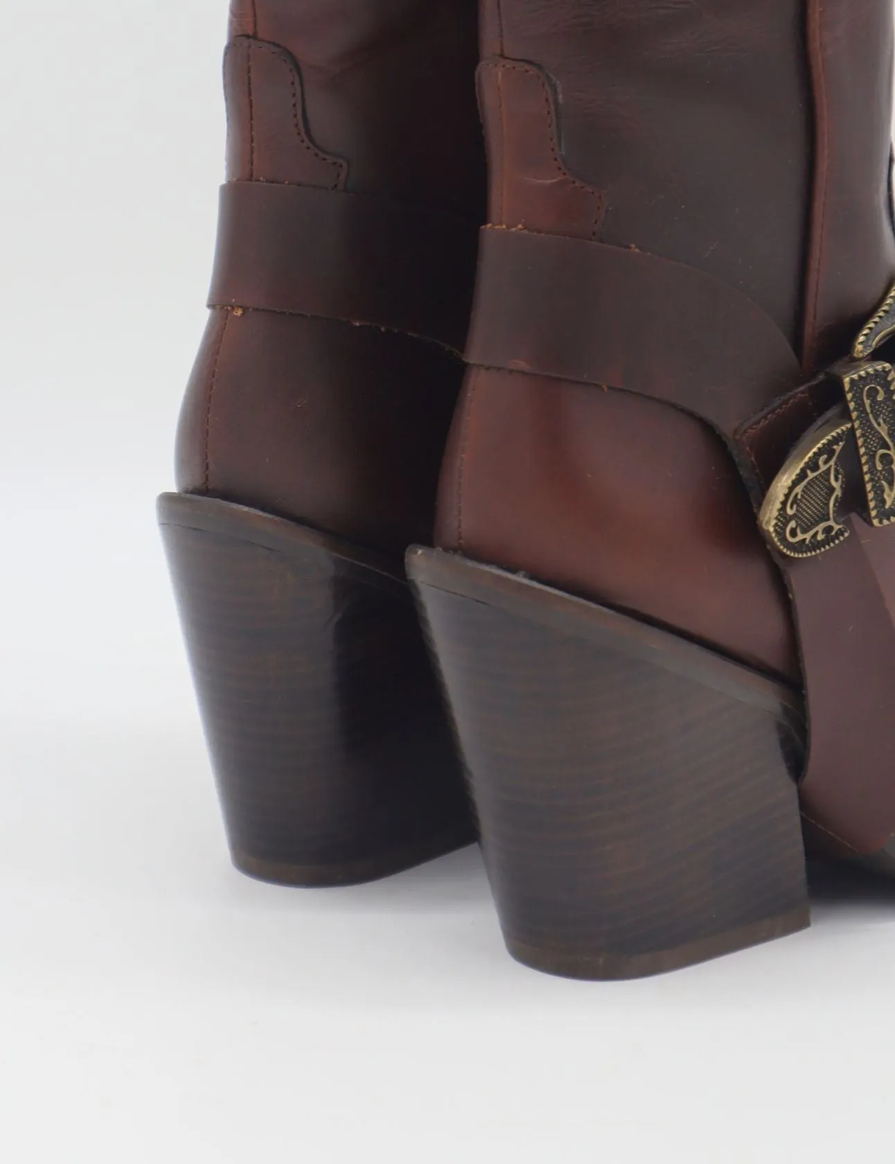 Rodeo western boots in brown cognac deep burgundy leather womens shoes Puss In Boots