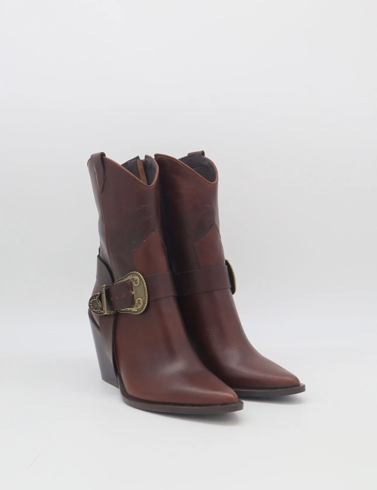 Rodeo western boots in brown cognac deep burgundy leather womens shoes Renaissance Boots