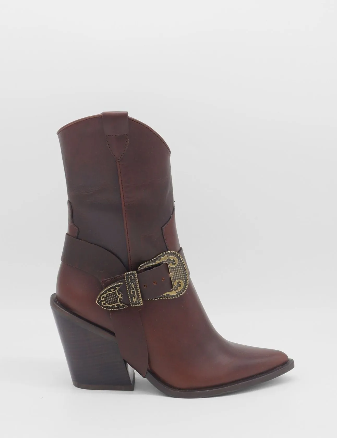 Rodeo western boots in brown cognac deep burgundy leather womens shoes Fishscale Boots