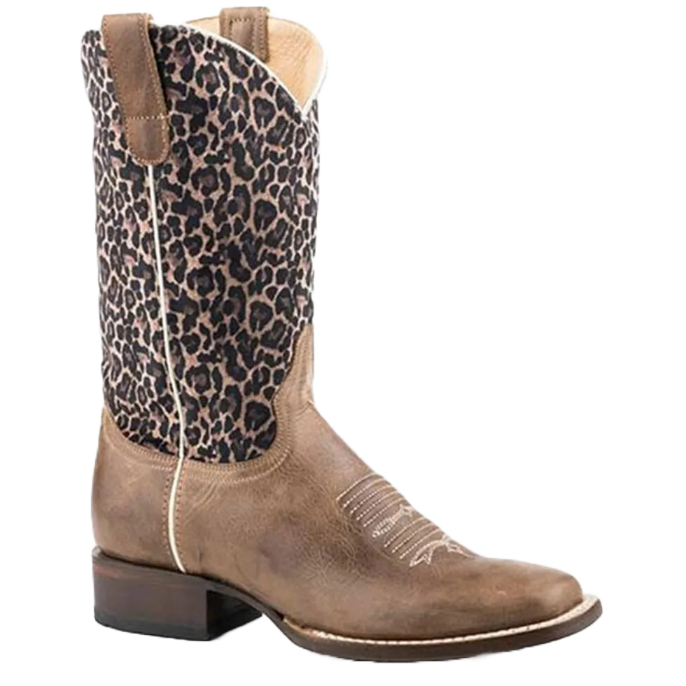 Goodyear Welt Boots Roper Ladies Cheetah Brown Square Toe Boots 09-021-7016-8260