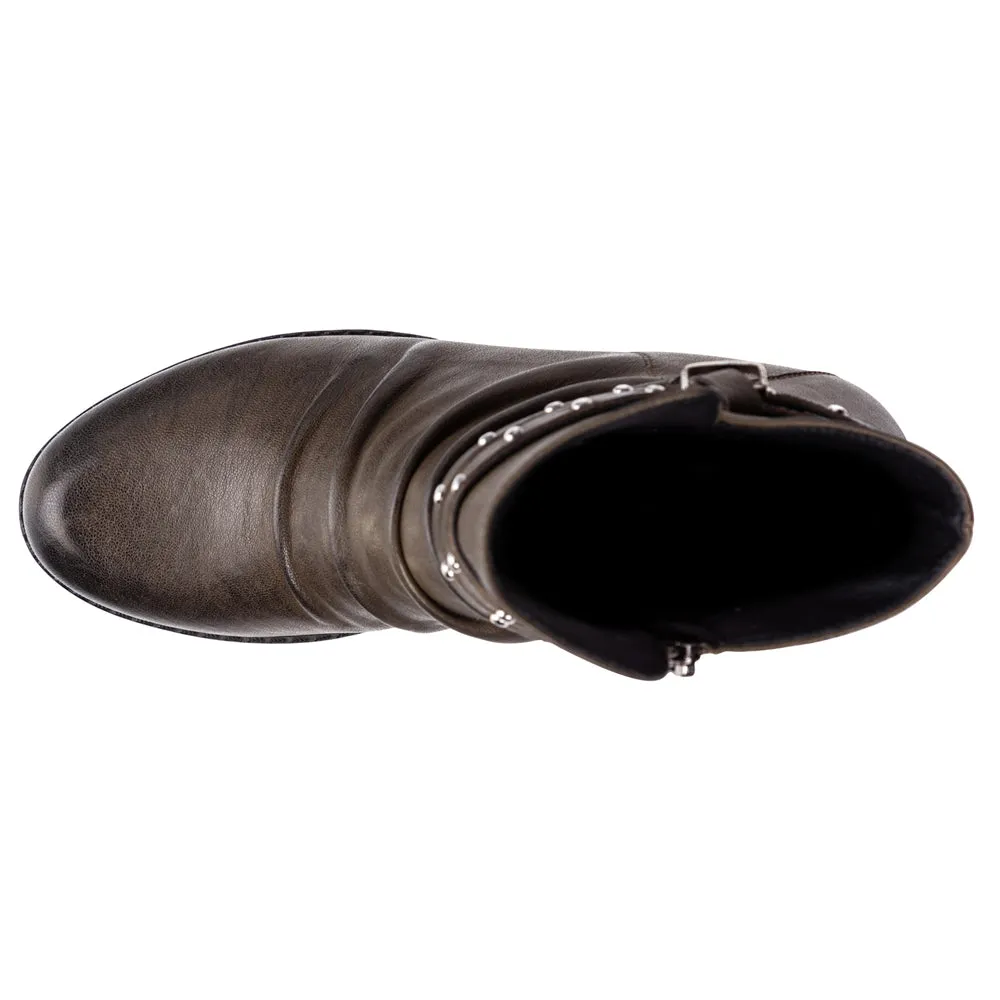 Cowboy Boots Narrow Calf Roxie Studded Round Toe Zippered Booties