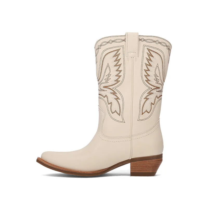 Rangers Boots Women's Irlene Short Deco Stitch Off White