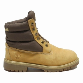 Leather Wide Calf Boots TIMBERLAND Girls Leather Lace-Up Boots Wheat Brown UK 3.5 Durable Outdoor