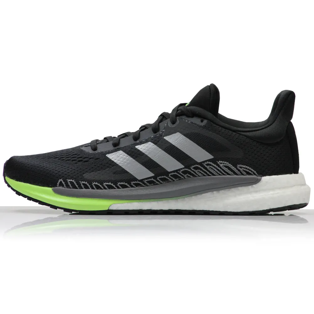 adidas Solar Glide 3 Men's Running Shoe - Core Black/Silver Met/Signal Green Minimalist Trail Running Shoes