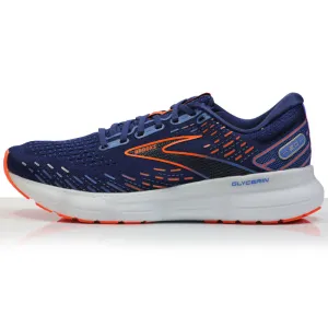 Brooks Glycerin 20 Men's 2E Wide Fit Running Shoe - Blue Depths/Palace Blue/Orange Stability Running Shoe