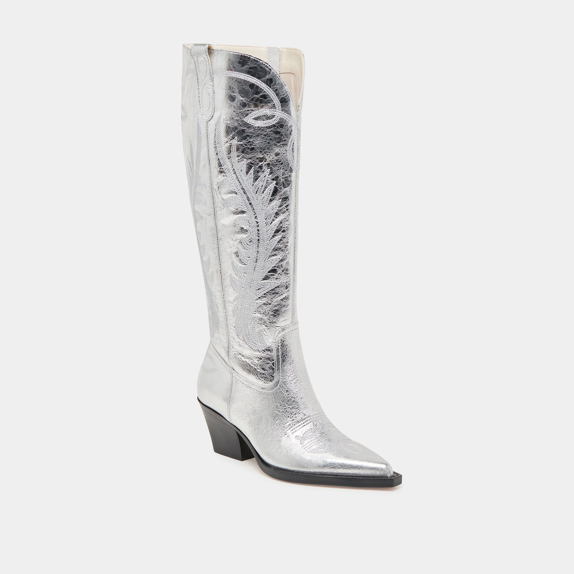 RYATT EXTRA WIDE CALF BOOTS SILVER DISTRESSED LEATHER
