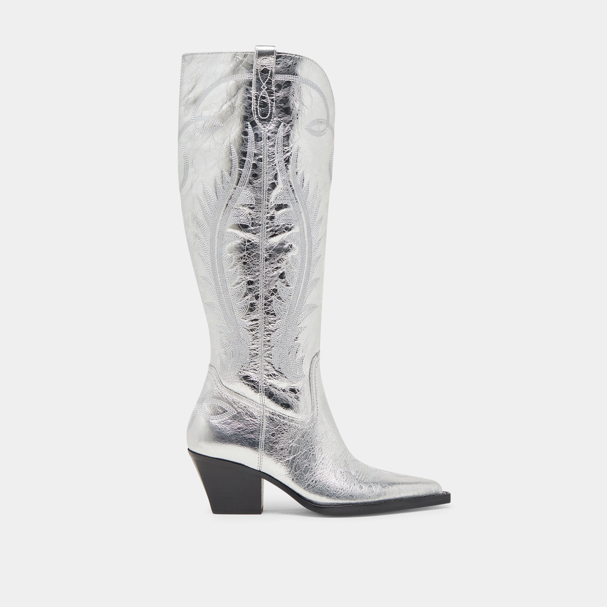 Waterproof Boots Winter RYATT EXTRA WIDE CALF BOOTS SILVER DISTRESSED LEATHER