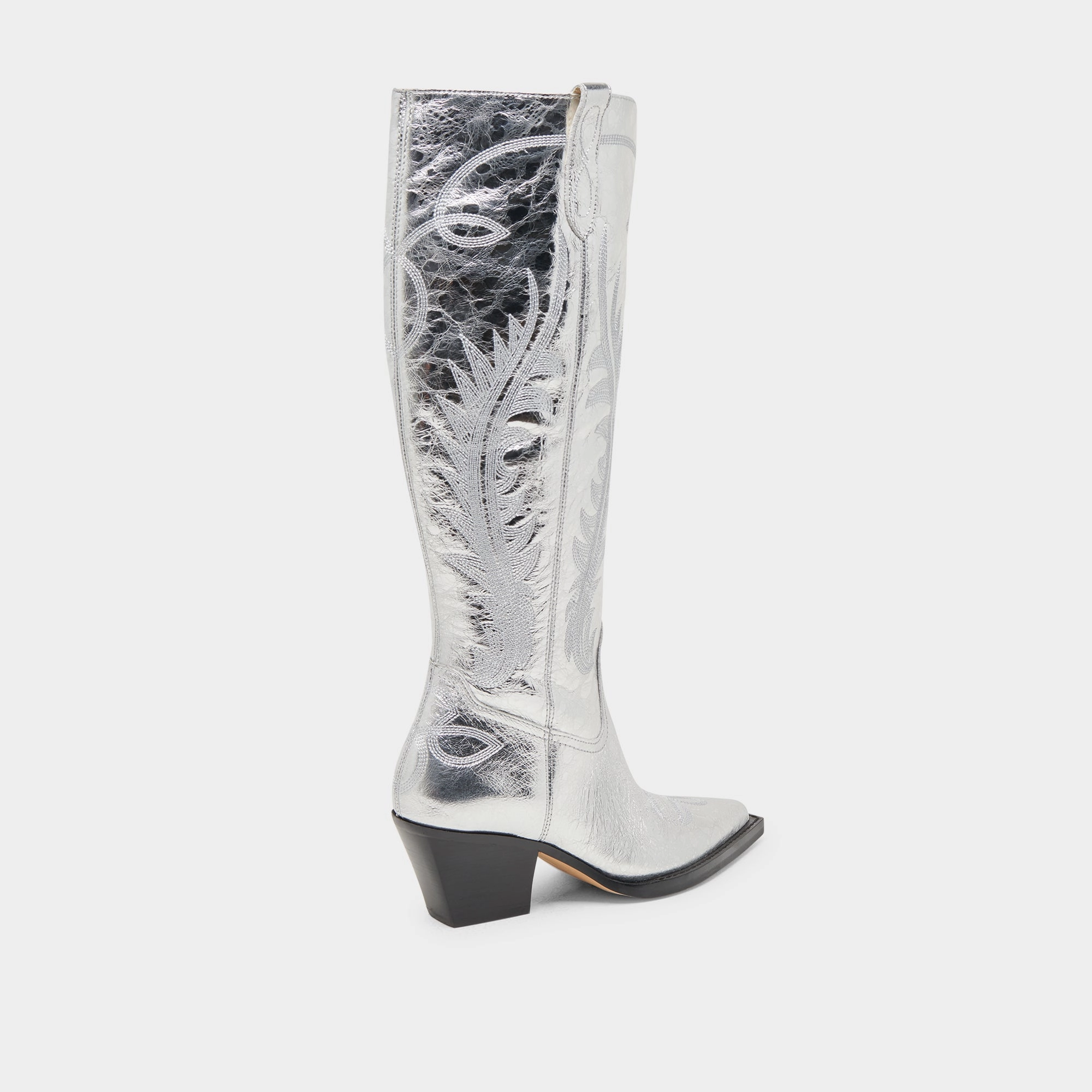 RYATT EXTRA WIDE CALF BOOTS SILVER DISTRESSED LEATHER Yeehaw Cowboy Boots