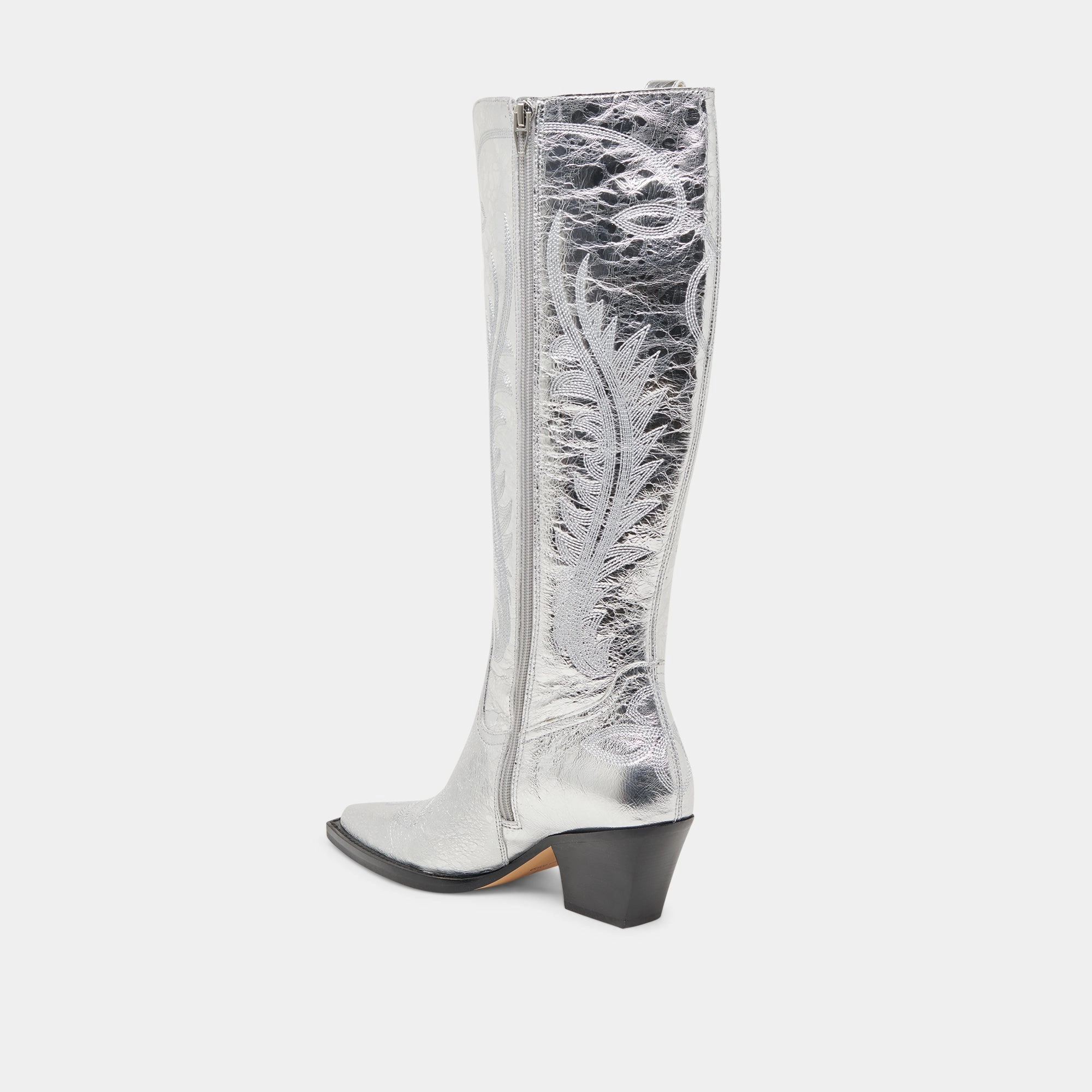 RYATT EXTRA WIDE CALF BOOTS SILVER DISTRESSED LEATHER Best Turf Soccer Boots