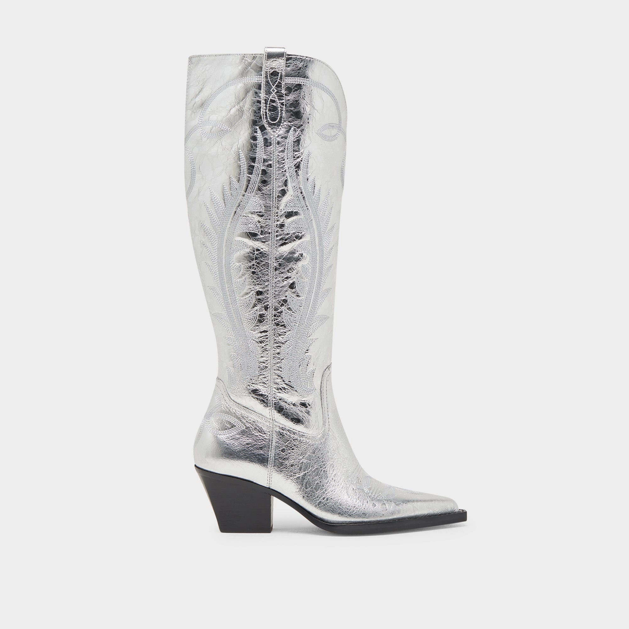 RYATT EXTRA WIDE CALF BOOTS SILVER DISTRESSED LEATHER Wide Calf Cowgirl Boots