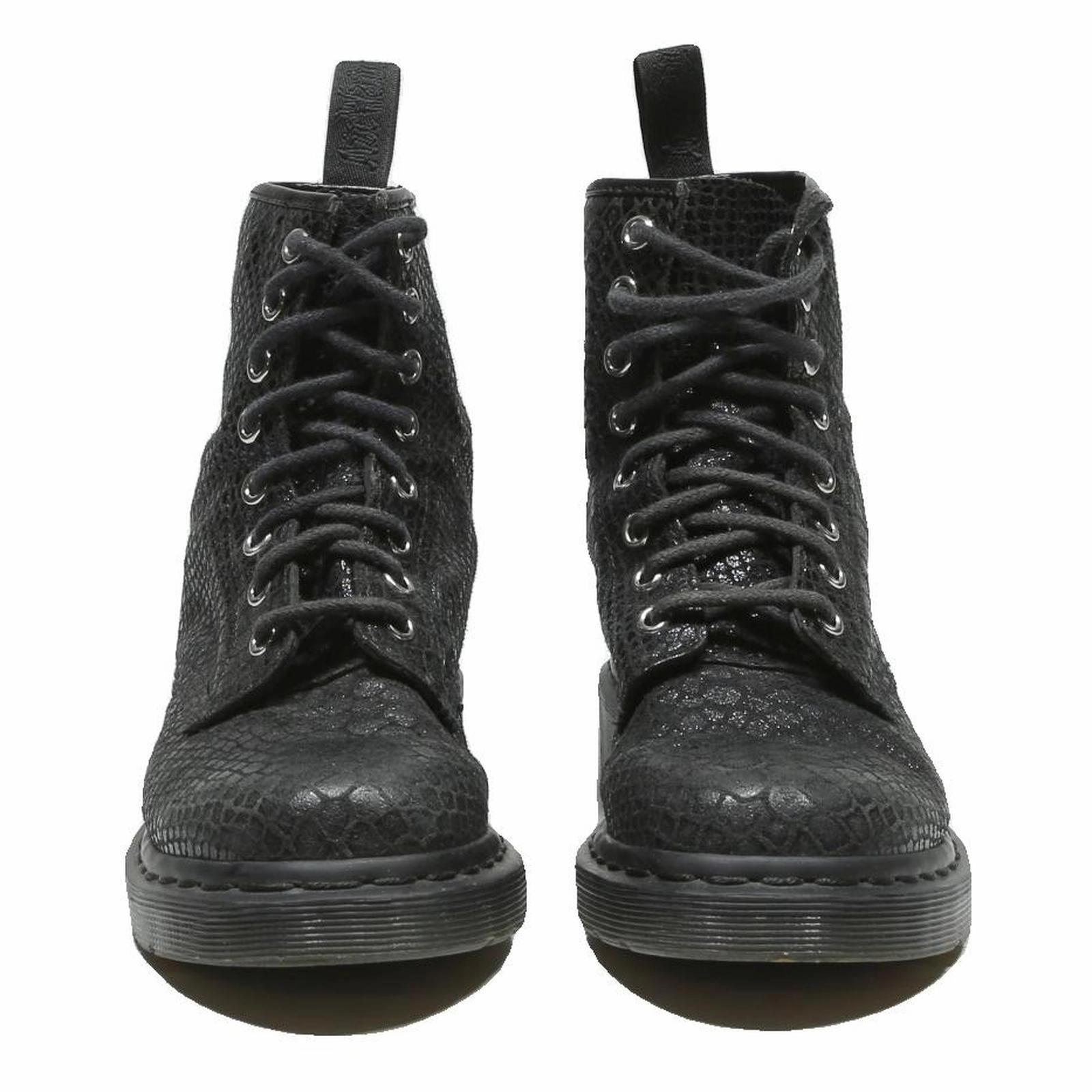 DR MARTENS Womens Lace-Up Boots Black Leather UK 3 Stylish Durable Combat Wear Tsc Steel Toe Boots