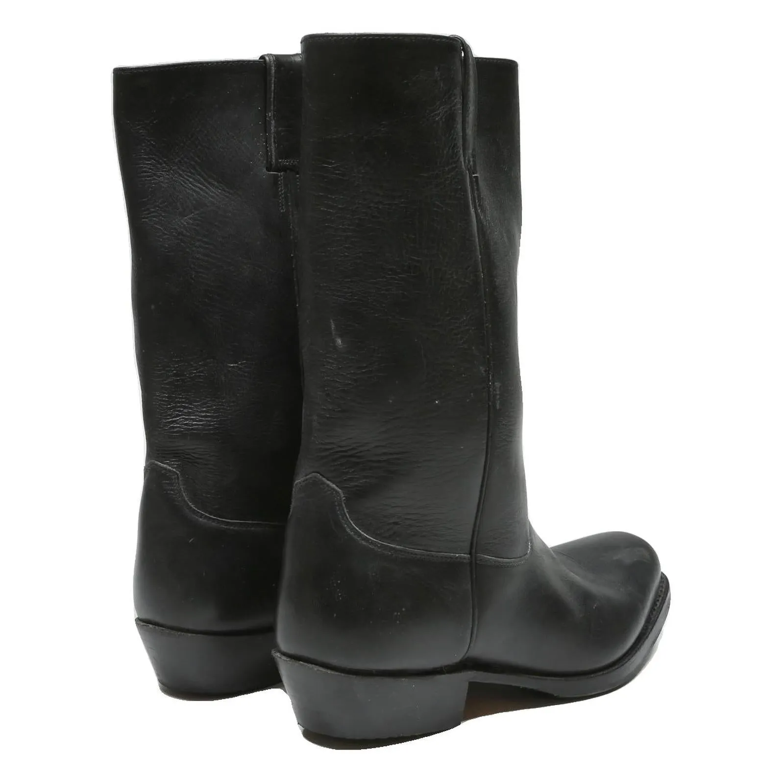 SANCHO Mens Black Leather Cowboy Boots UK 9.5 Classic Western Style Footwear Boots For Bunions