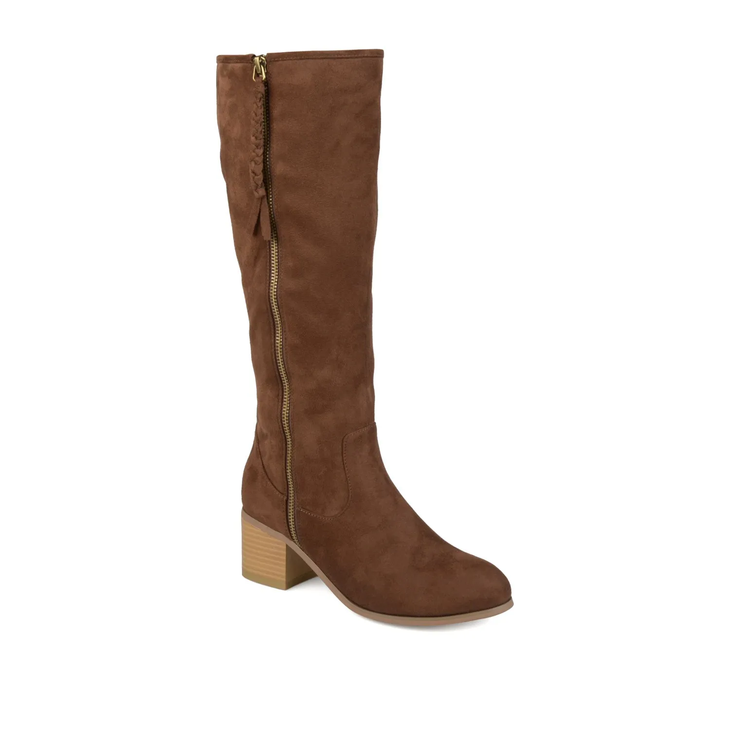 SANORA KNEE HIGH BOOTS IN FAUX SUEDE Slouch Pirate Boots Zip Up Mid Calf Slouch Boots