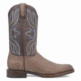 Barefoot Steel Toe Boots Saw Buck Embroidered Lizard Print Round Toe Cowboy Boots