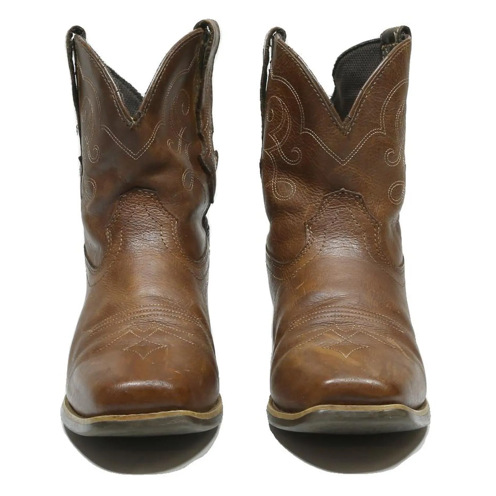 JUSTIN Womens Leather Cowboy Boots Brown UK 7 Western Ankle Footwear Ridge Boots