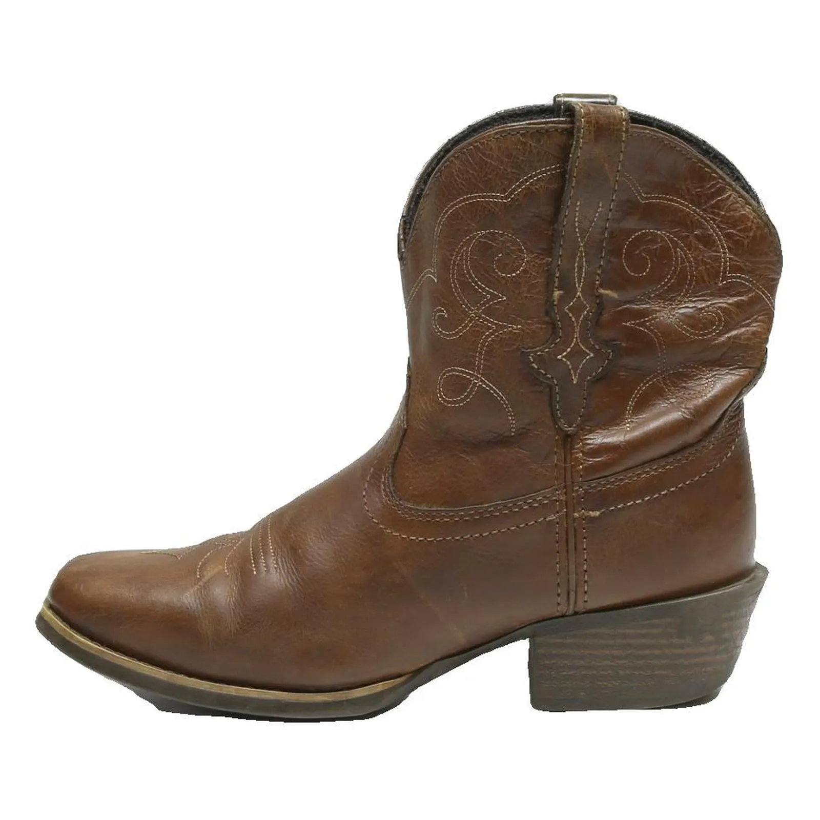 JUSTIN Womens Leather Cowboy Boots Brown UK 7 Western Ankle Footwear Fur Knee Boots