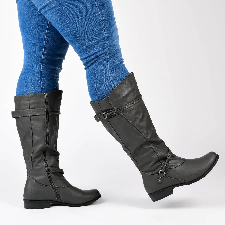 Heeled Boots With Open Toe HARLEY RIDING BOOTS IN WIDE CALF