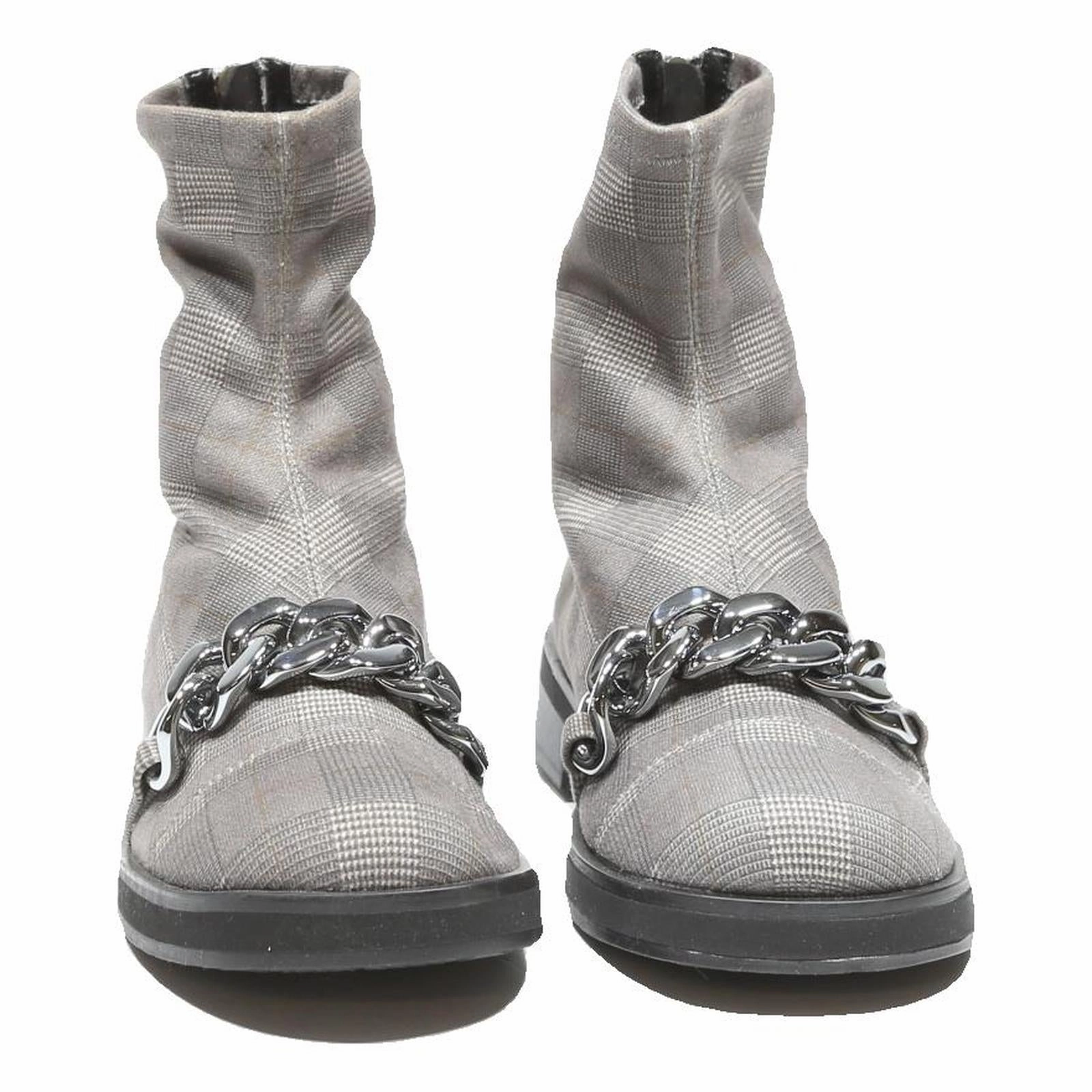 Waterproof Insulated Hunting Boots CHARLES & KEITH Womens Chelsea Boots Grey Check Synthetic UK 3 Chain Detail