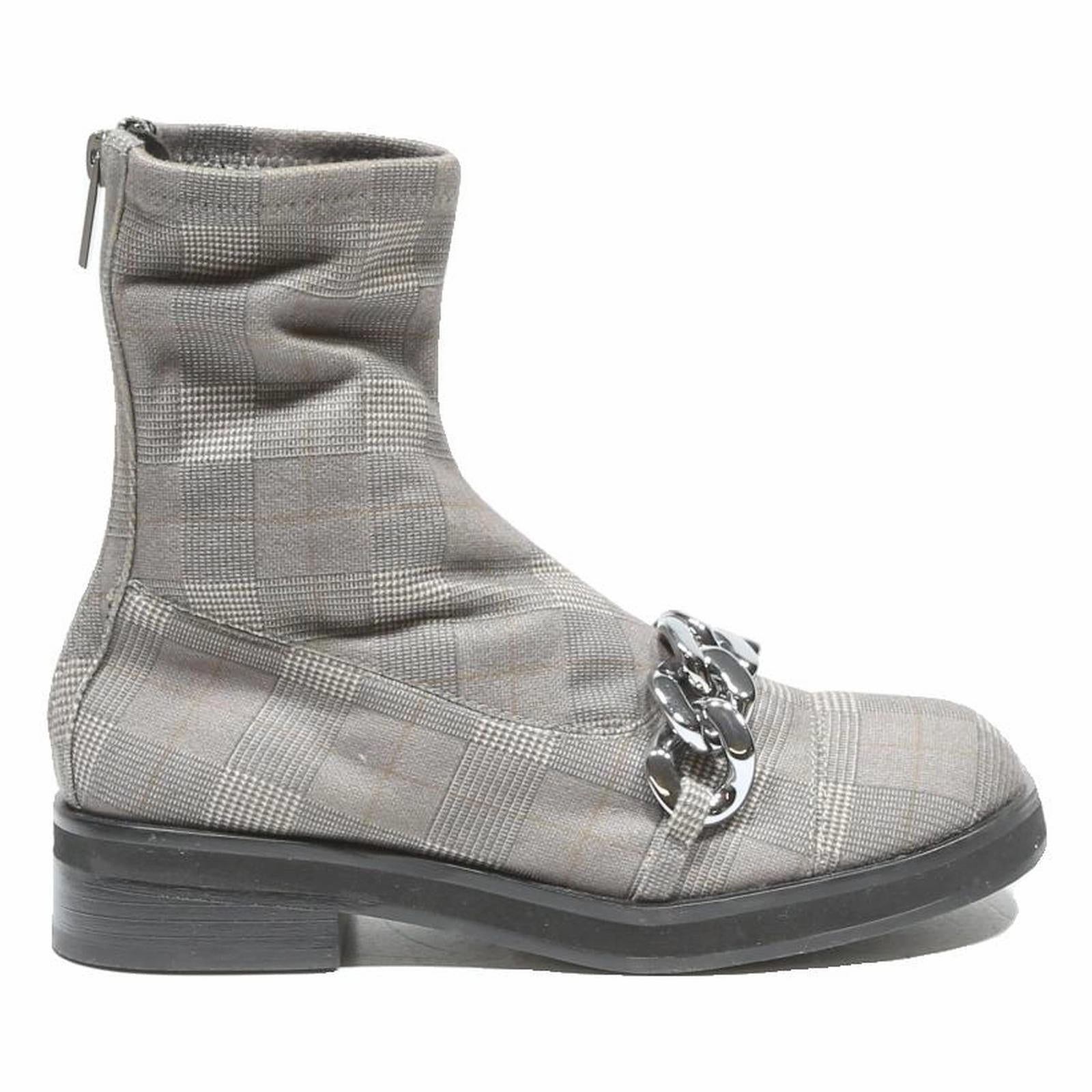 Vince Camuto Sangeti Boots CHARLES & KEITH Womens Chelsea Boots Grey Check Synthetic UK 3 Chain Detail