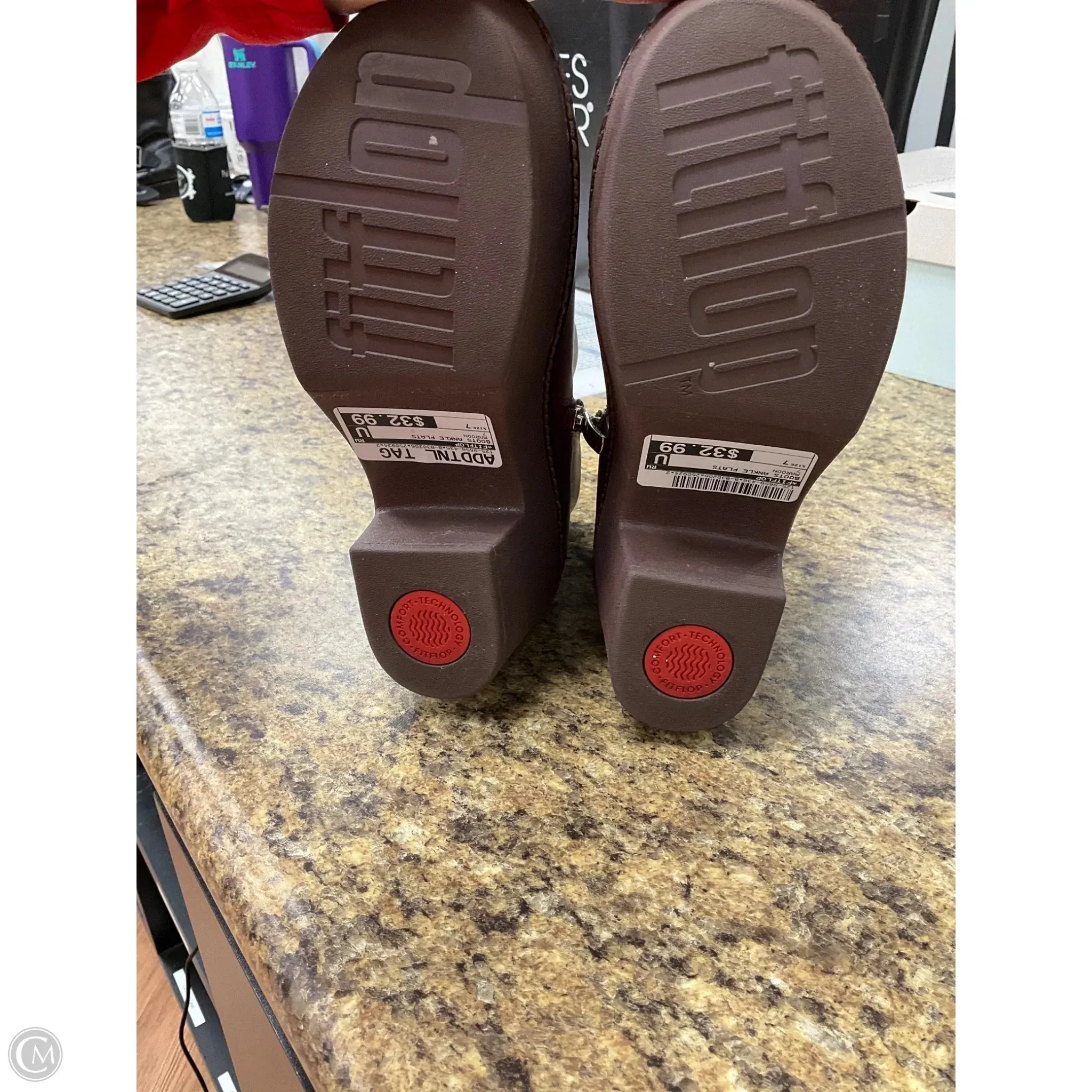 Boots Ankle Flats By Fitflop In Maroon, Size: 7 Tan Faux Leather Ankle Boots