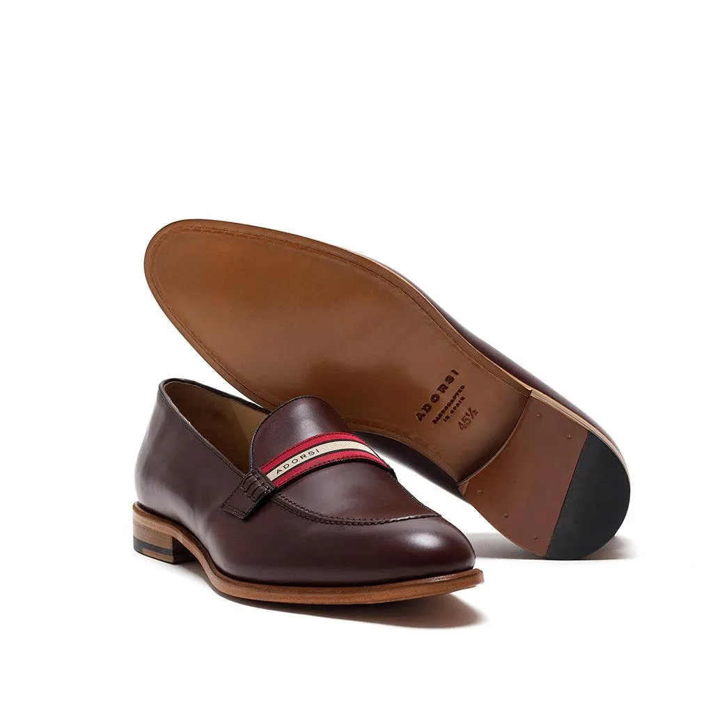 Dark Brown Calf Web Stripe Loafer Ae Loafers