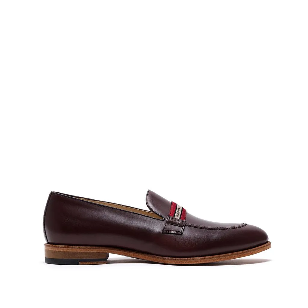 Loafers With Wide Toe Box Dark Brown Calf Web Stripe Loafer