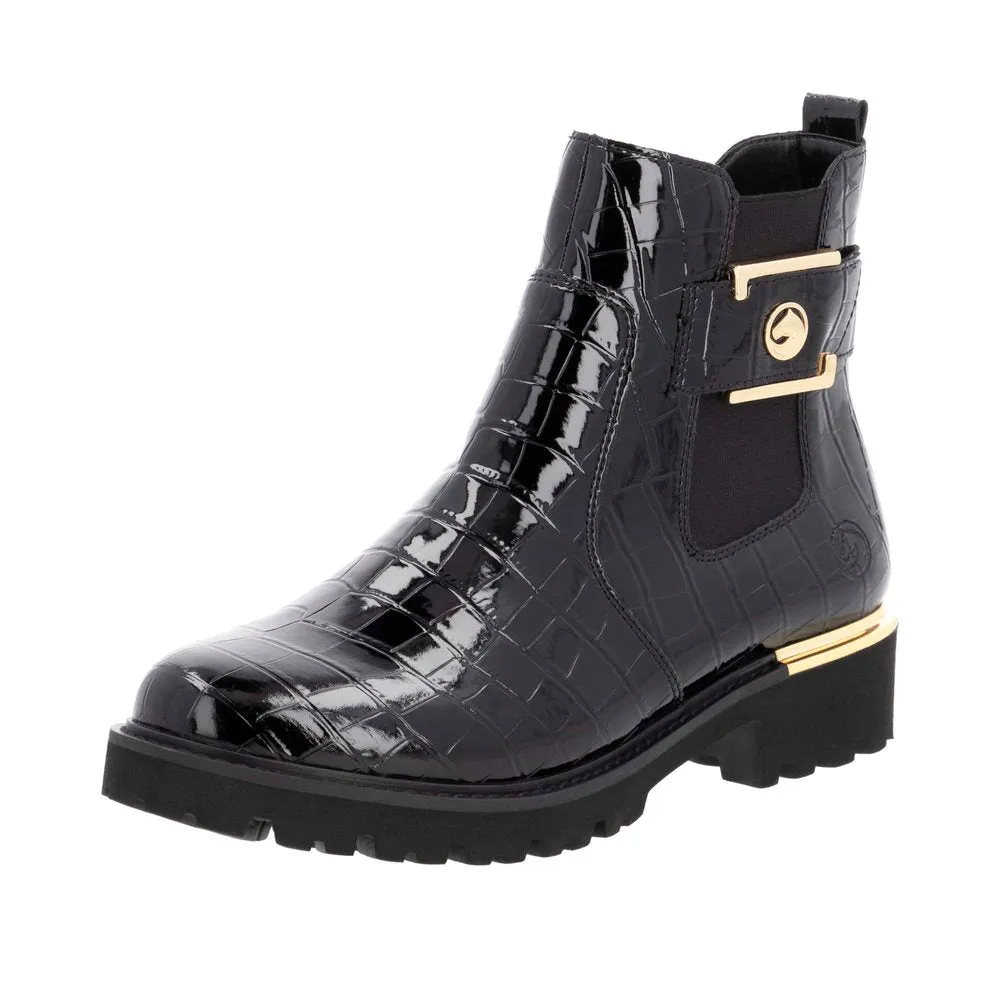 Resoling Boots Near Me D8684-03 Chelsea Side Zip Buckle Black Patent