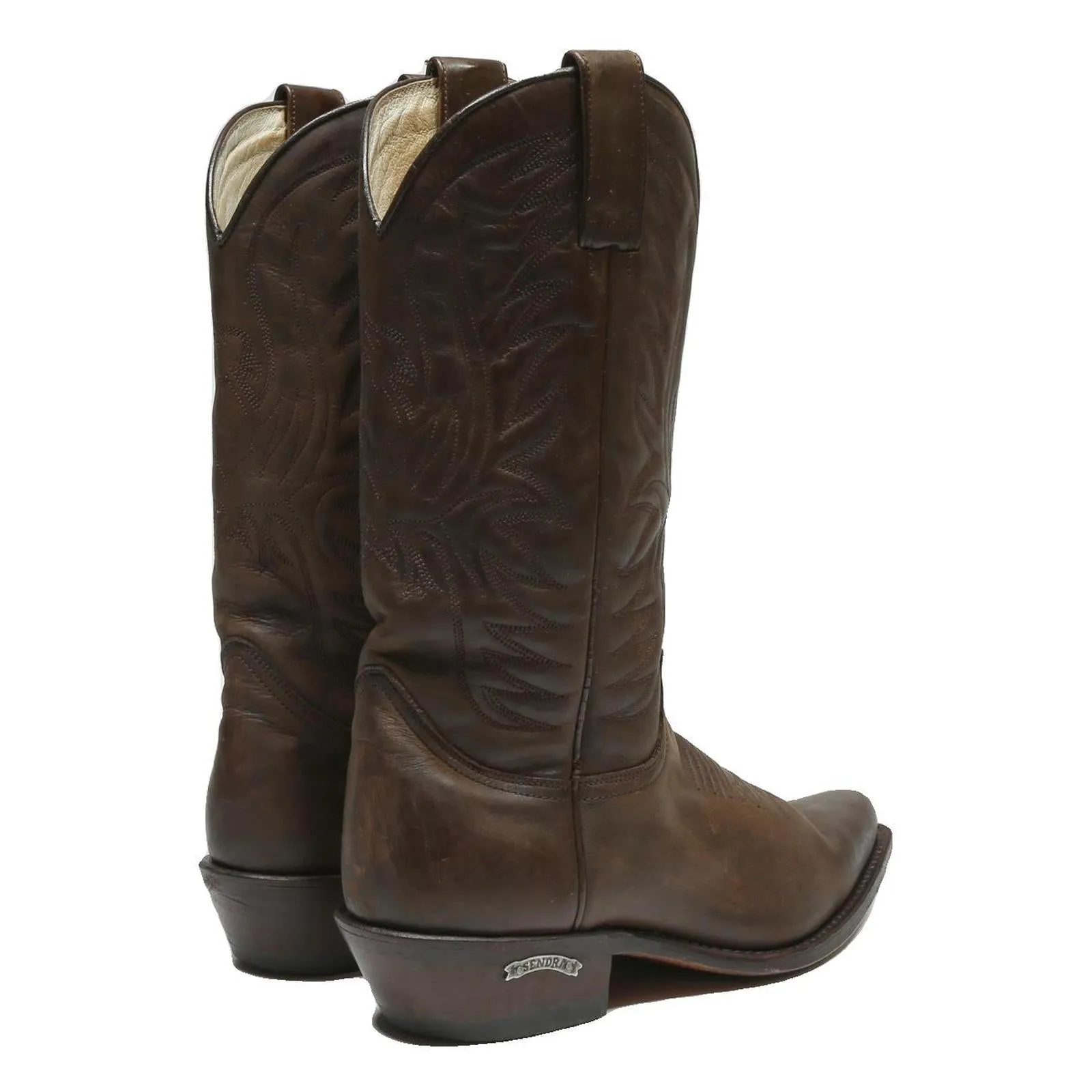 Skull Boots SENDRA Mens Classic Cowboy Boots Brown Leather UK 7 Western Style