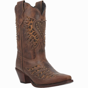 Laredo Ladies Stella Brown & Leopard Print Square Toe Boots 52396 Chaparral Boots