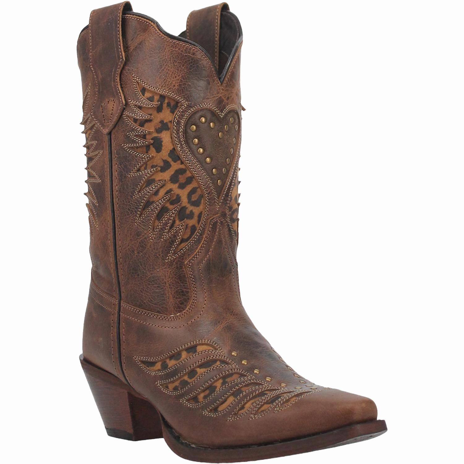 Altered State Boots Laredo Ladies Stella Brown & Leopard Print Square Toe Boots 52396