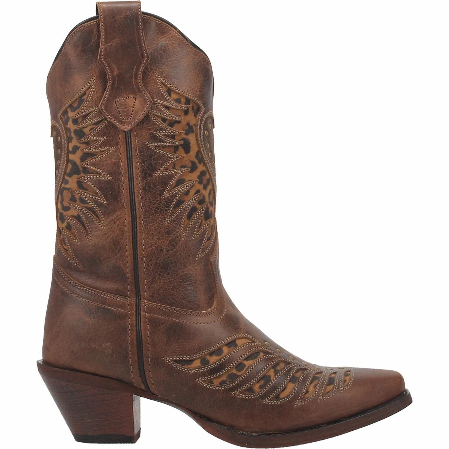 Laredo Ladies Stella Brown & Leopard Print Square Toe Boots 52396 Iron Boots