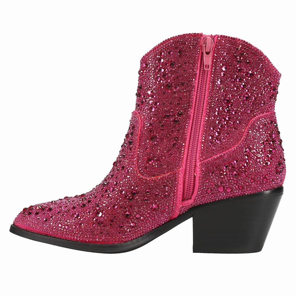 Caboots Boots Shine Bright Rhinestone Round Toe Pull On Zippered Booties