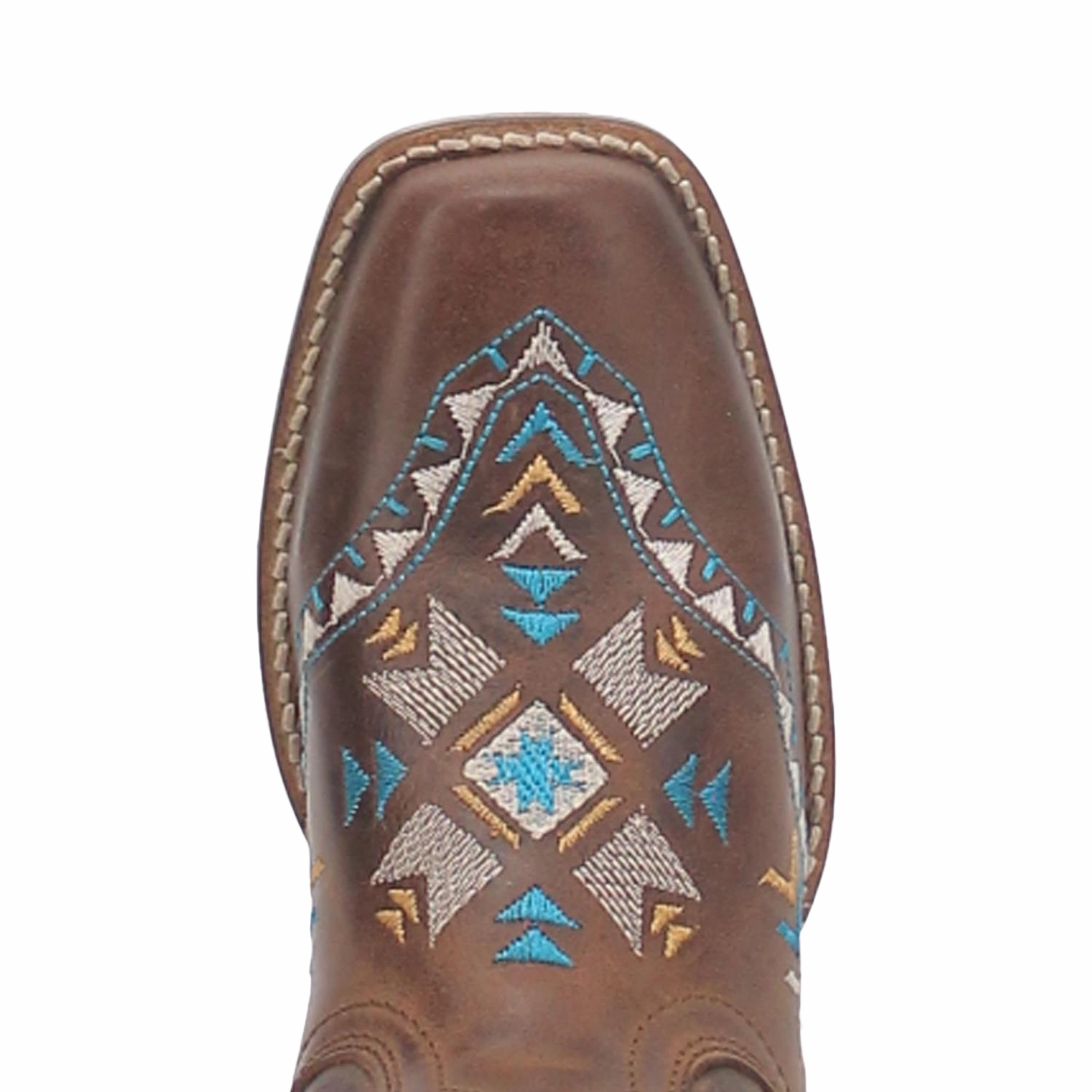 Steve Madden Ravine Boots Dingo Ladies Embroidered Brown Leather Square Toe Boot DI725-BN