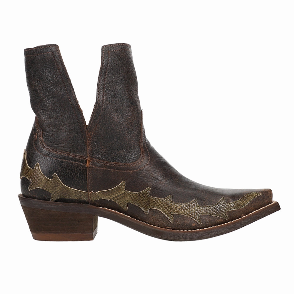 Sitrine Brown Distressed Snake Print Cowboy Booties Legionnaire Boots