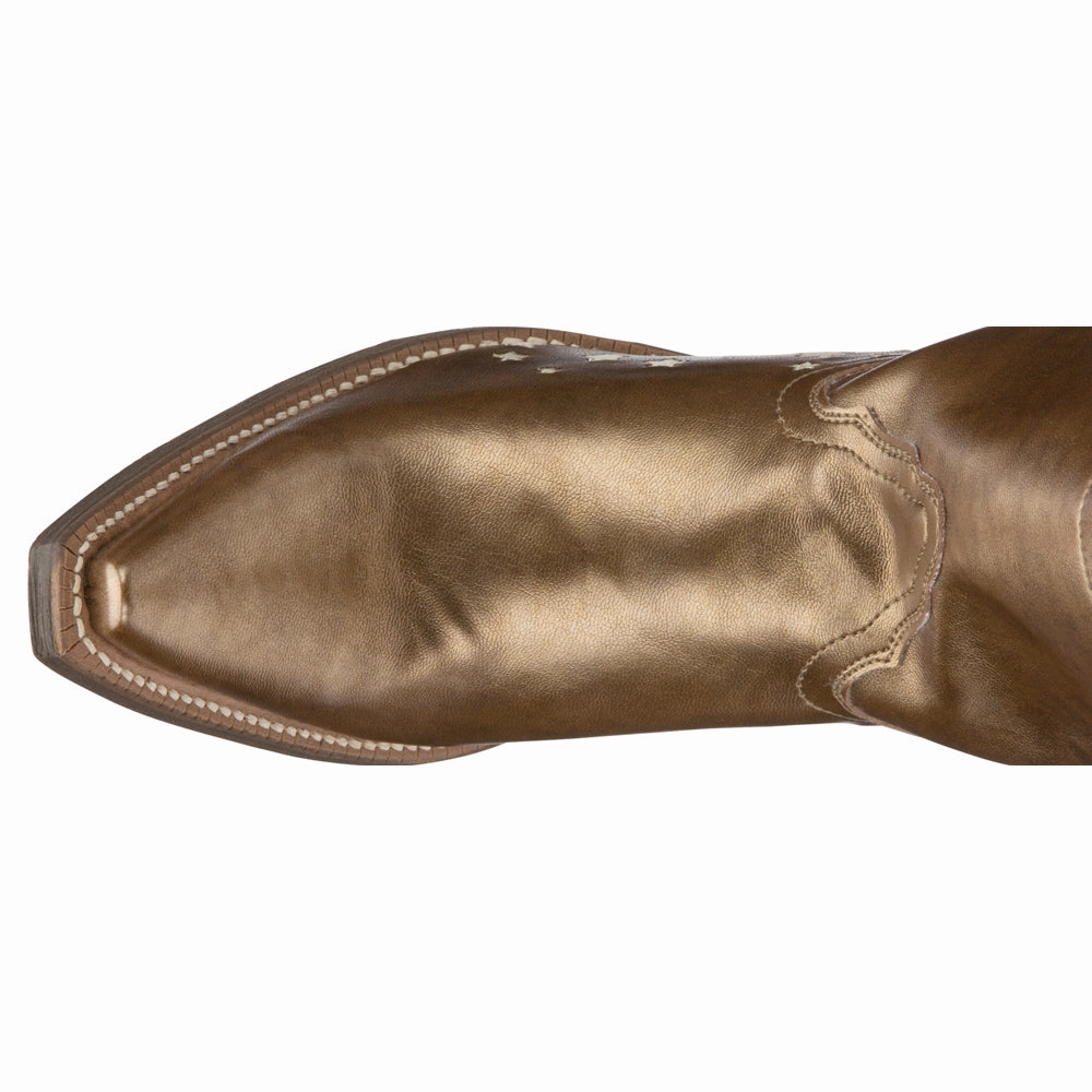 Alexandre Boots Sitrine Brown Metallic Snip Toe Cowboy Booties