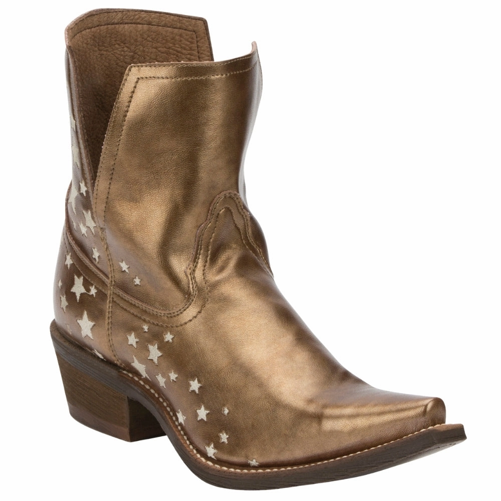 Boots Women's Sitrine Brown Metallic Snip Toe Cowboy Booties