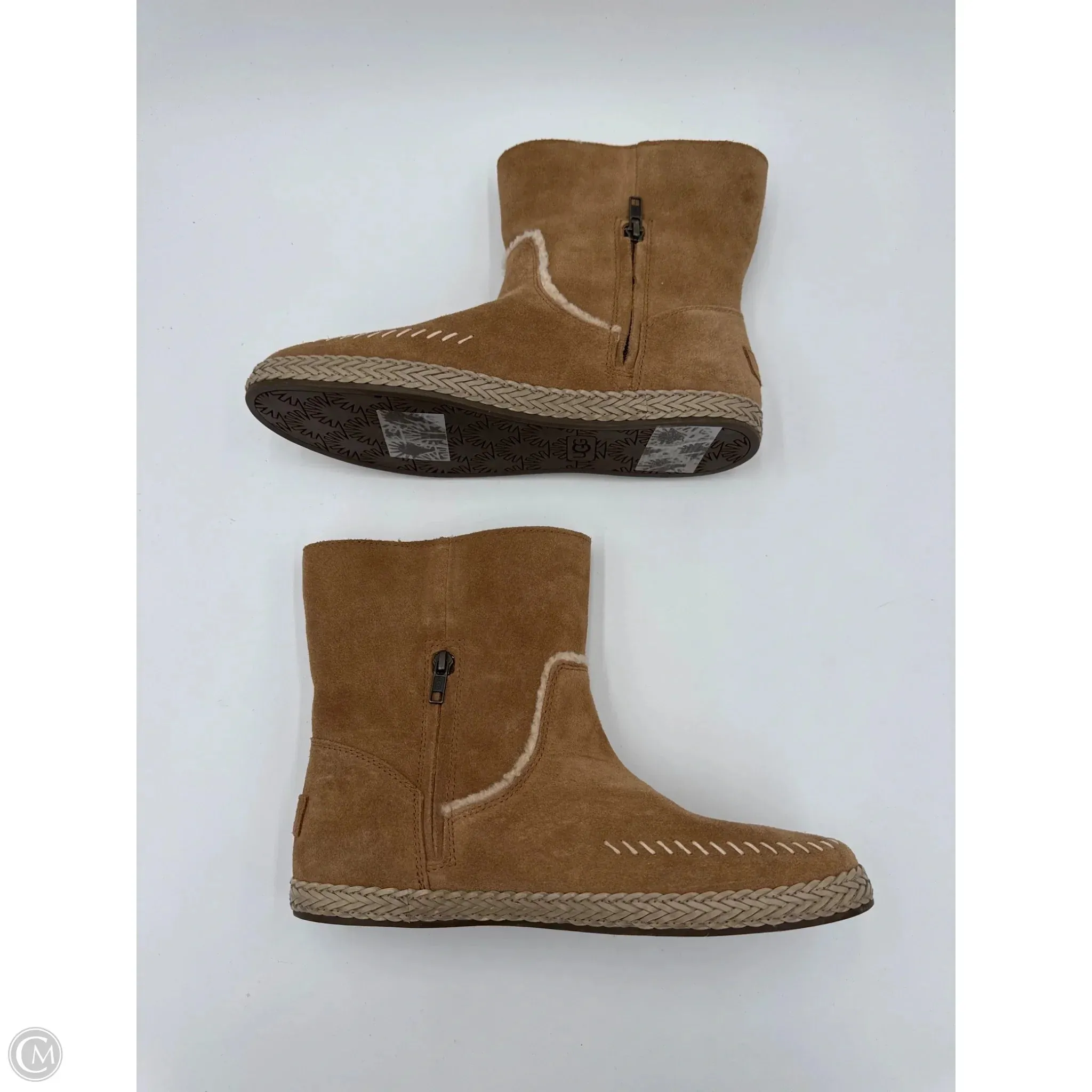 Ankle Boots With Mini Dress Boots Ankle Flats By Ugg In Tan, Size: 10