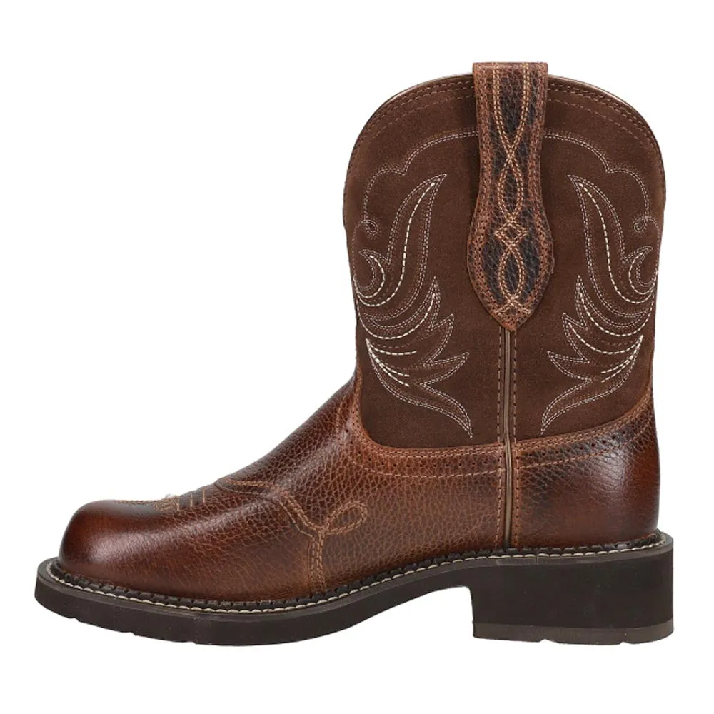 Fatbaby Heritage Dapper Embroidered Round Toe Cowboy Boots Dress Boots Waterproof