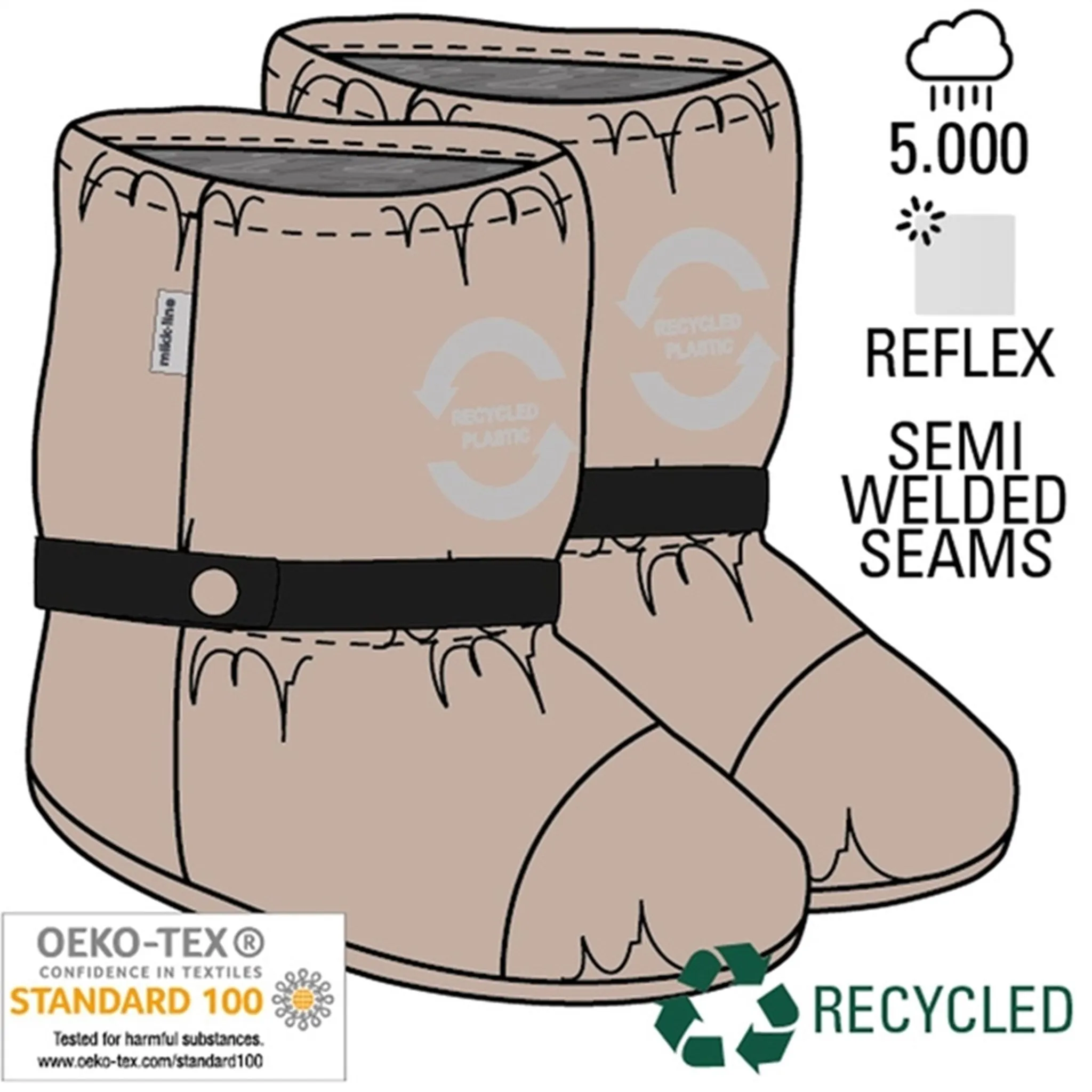 Mikk-Line Rain Footies w. Fleece Adobe Rose Watson Boots