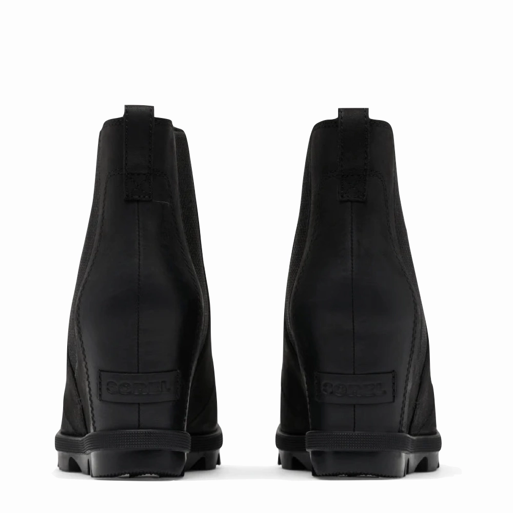 Leather Horseback Riding Boots Sorel Women's Joan Rhapsody Chelsea Wedge Bootie in Black/Black