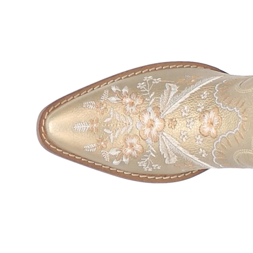 Good Steel Toe Boots Primrose Floral Embroidered Metallic Snip Toe Cowboy Booties